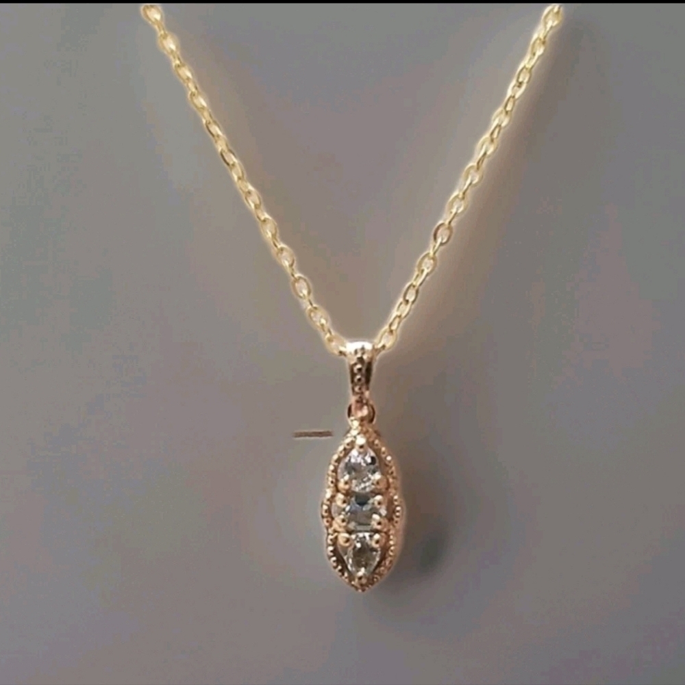 Aquamarine Pendant Yellow Gold Vermeil Sterling Silver